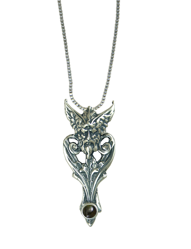 Sterling Silver Thor Viking Pendant With Spectrolite